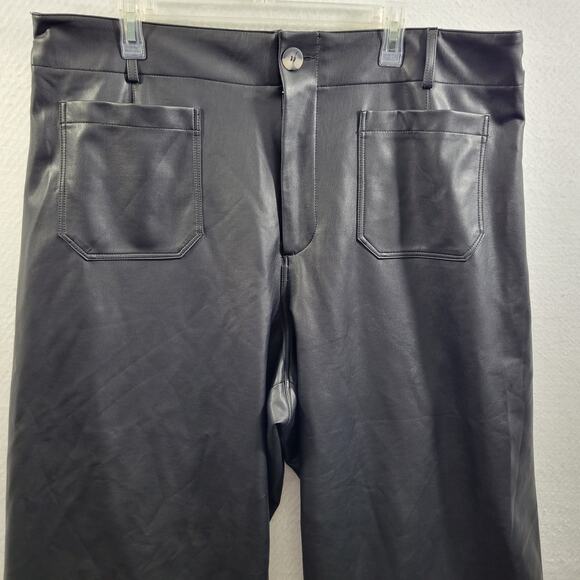Maeve By Anthropologie Black Faux Leather Capris The Collette Size 24" 92424-95 - Picture 2 of 9